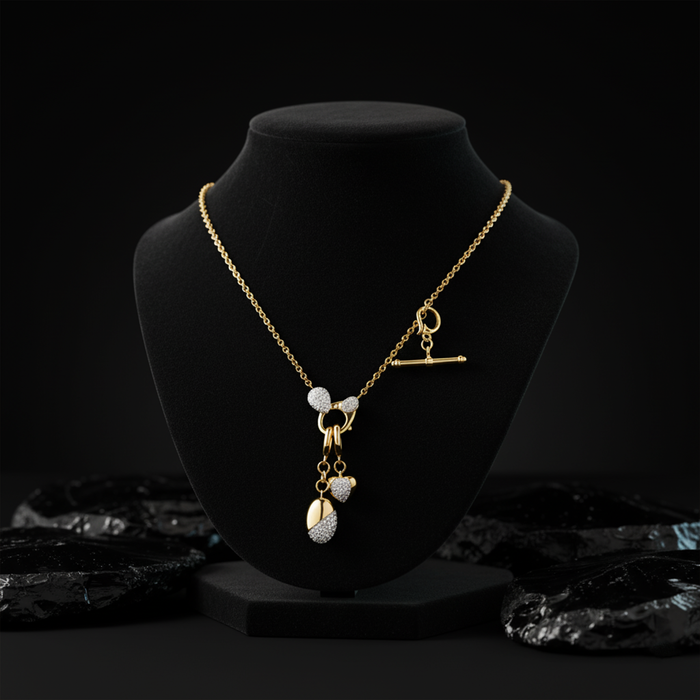 Diamond Mix Shape Pendant Necklace in 14K Yellow Gold