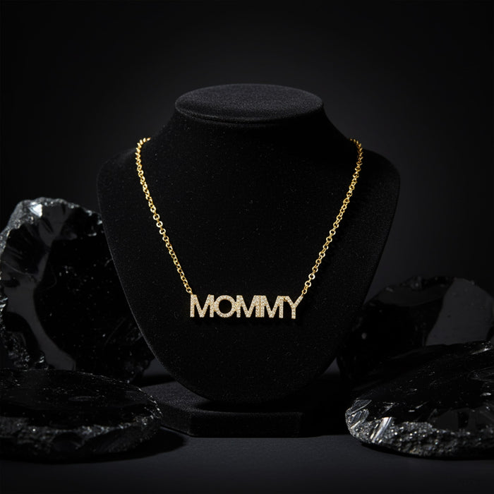 Personalised Mommy Diamond Necklace in 14K Yellow Gold
