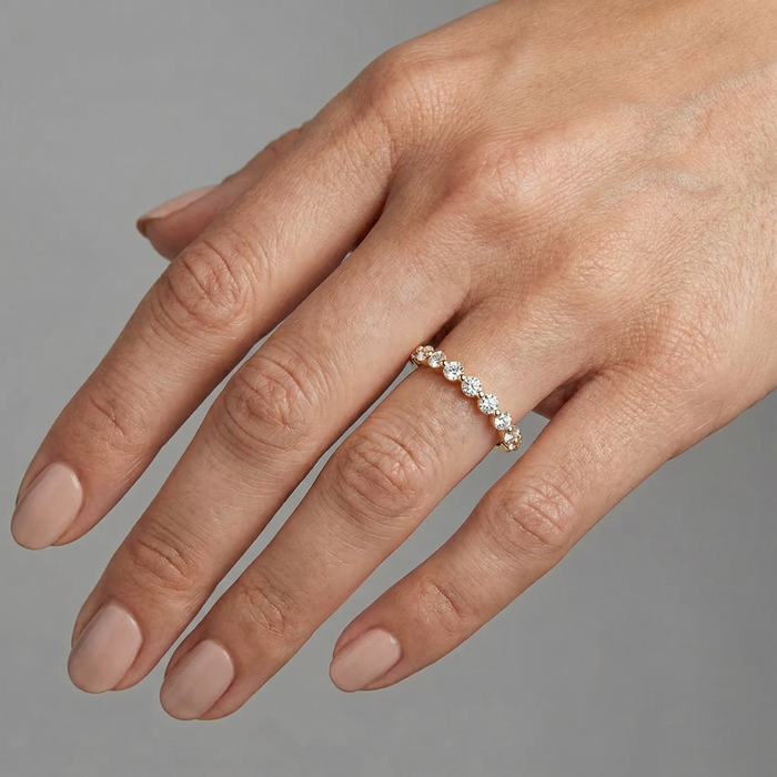 Floating Eternity Band Diamond Ring in 14K Yellow Gold