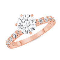 Six Prong Eternity Round Diamond Engagement Ring in 18K Gold