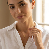 Gold Map Pendant Round Diamond Necklace in 14K Yellow Gold