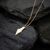 Gold Map Pendant Round Diamond Necklace in 14K Yellow Gold