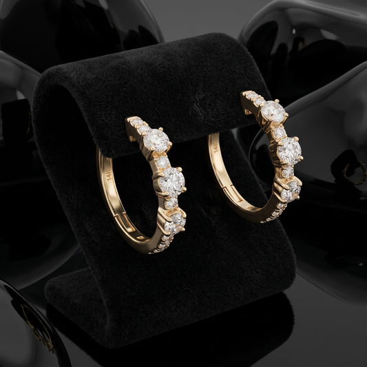 Round Dream Diamond Huggies Earrings in 14K Yellow Gold