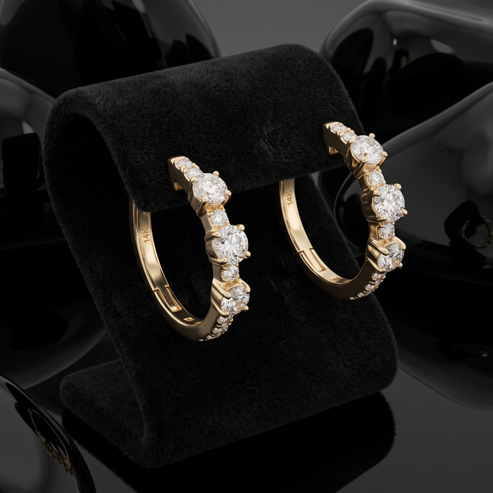 Round Dream Diamond Huggies Earrings in 14K Yellow Gold