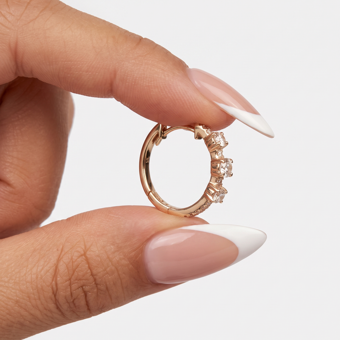 Round Dream Diamond Huggies Earrings in 14K Yellow Gold