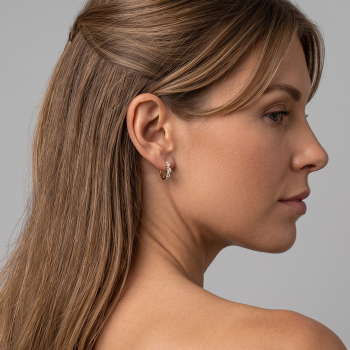 Round Dream Diamond Huggies Earrings in 14K Yellow Gold