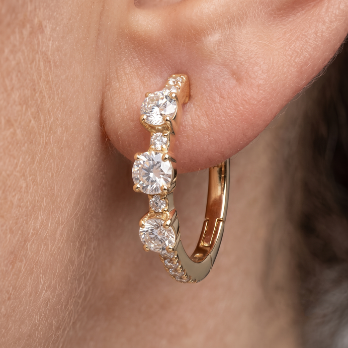 Round Dream Diamond Huggies Earrings in 14K Yellow Gold