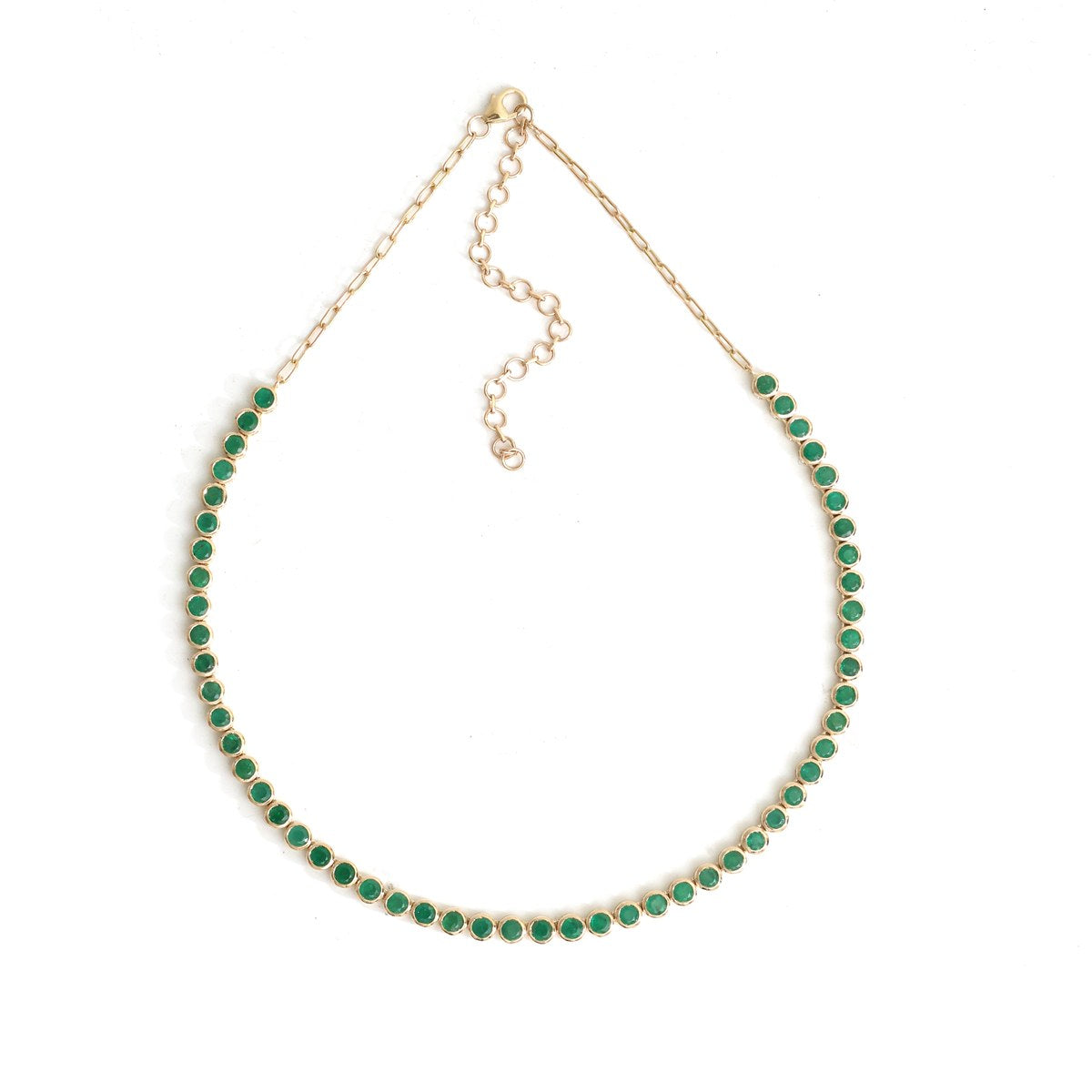 Classic Emerald Tennis 14K (18K Custom) Yellow Gold Necklace