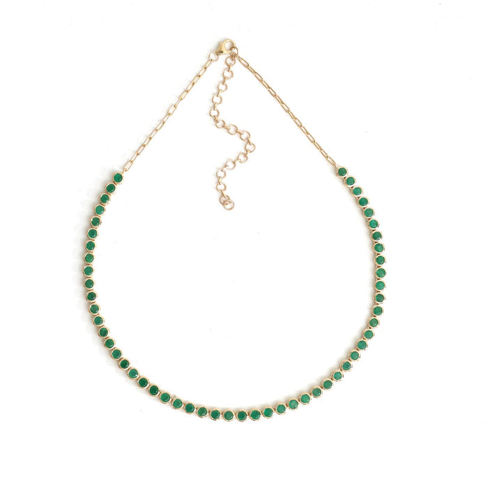 Classic Emerald Tennis 14K (18K Custom) Yellow Gold Necklace