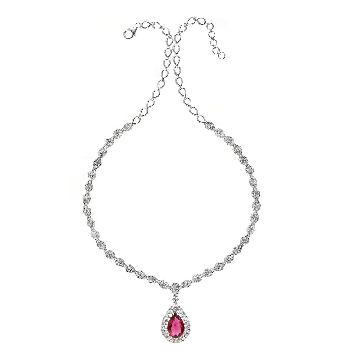 Luxury Rubellite & Diamond 18K White Gold Statement Necklace