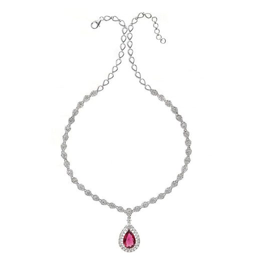 Luxury Rubellite & Diamond 18K White Gold Statement Necklace