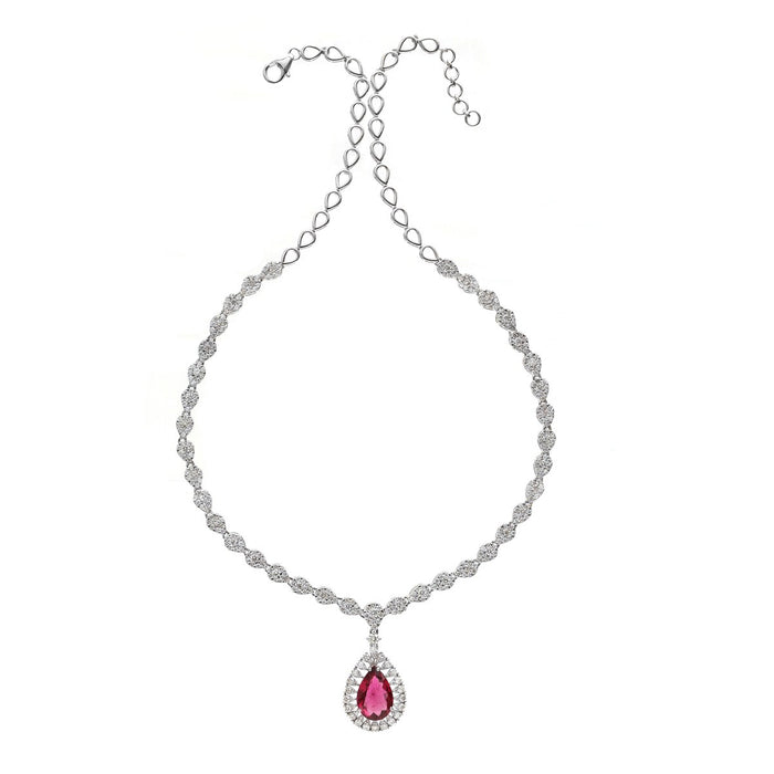 Luxury Rubellite & Diamond 18K White Gold Statement Necklace