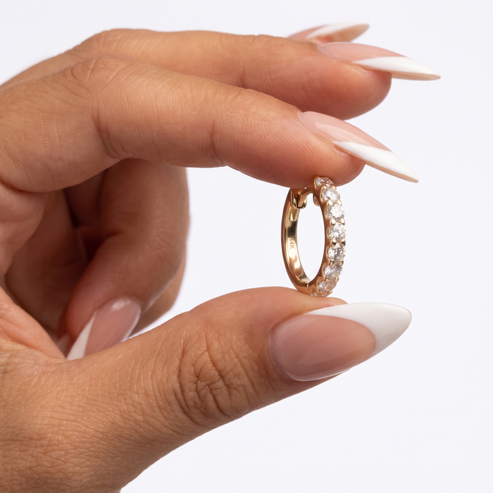 Starshine Elegance Huggies Earrings in 14K Yellow Gold