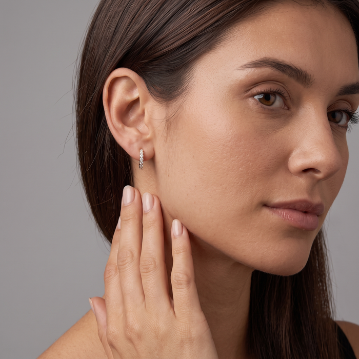 Starshine Elegance Huggies Earrings in 14K Yellow Gold