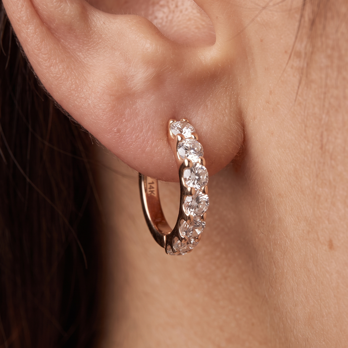 Starshine Elegance Huggies Earrings in 14K Yellow Gold