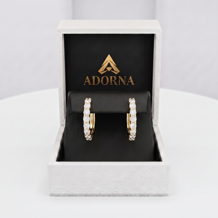 Starshine Elegance Huggies Earrings in 14K Yellow Gold