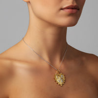 Diamond Love Heart Charm Pendant Necklace in 14K Yellow Gold