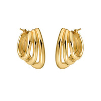 Triple Hoop Twist Diamonds Earrings in 14K Yellow Gold