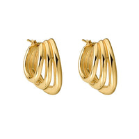Triple Hoop Twist Diamonds Earrings in 14K Yellow Gold