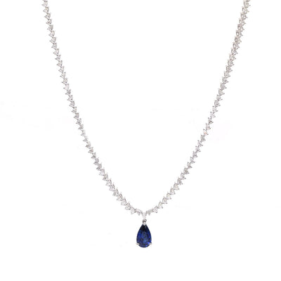 Imperial Blue Sapphire 18K White Gold Pendant Necklace