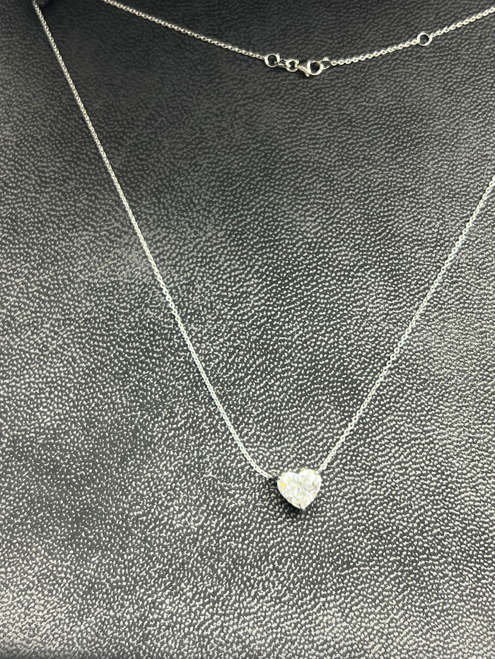 Heart Cut Diamond Solitaire Necklace in 14K Yellow Gold