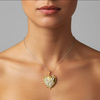 Diamond Love Heart Charm Pendant Necklace in 14K Yellow Gold