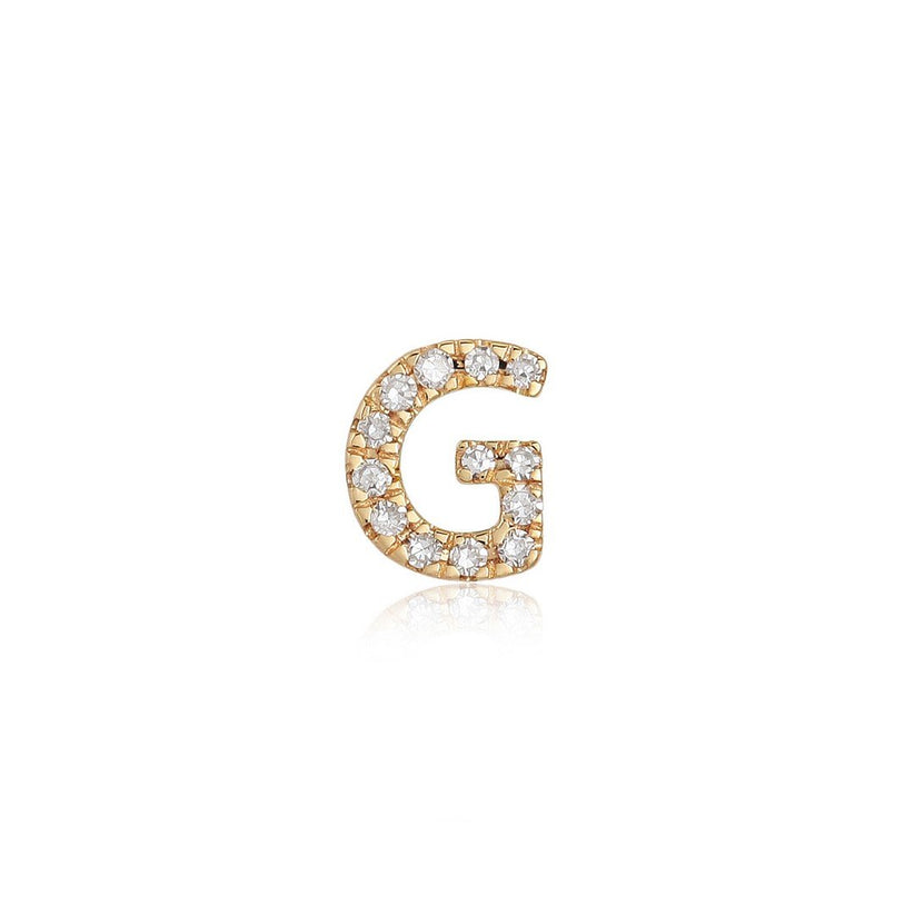 G Initial Diamond Letter Stud Earrings in 14K Yellow Gold