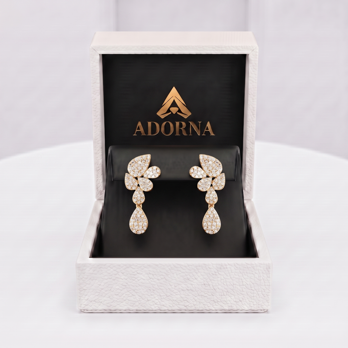 Petal Cluster 14K (or 18k upon request) Yellow Gold Diamond Drop Earrings