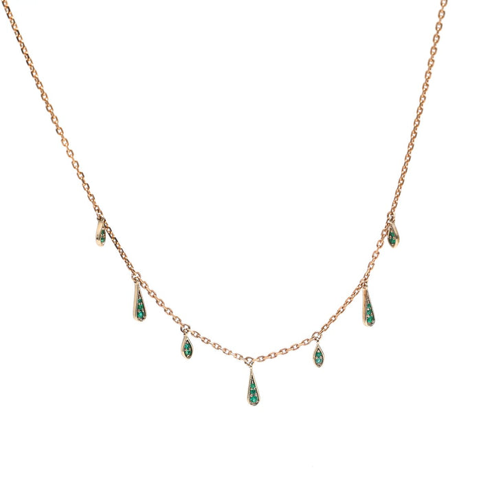 Delicate Emerald Drop 18K Yellow Gold Necklace