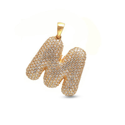 Diamond Initial “M” 18K Yellow Gold Pendant Necklace