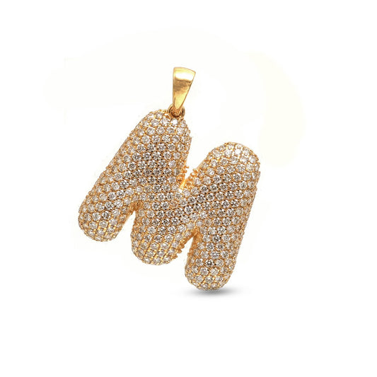 Diamond Initial “M” 18K Yellow Gold Pendant Necklace