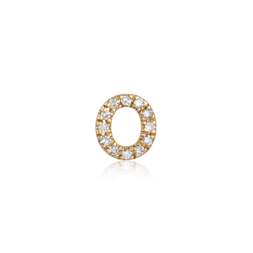 O Initial Diamond Letter Stud Earrings in 14K Yellow Gold