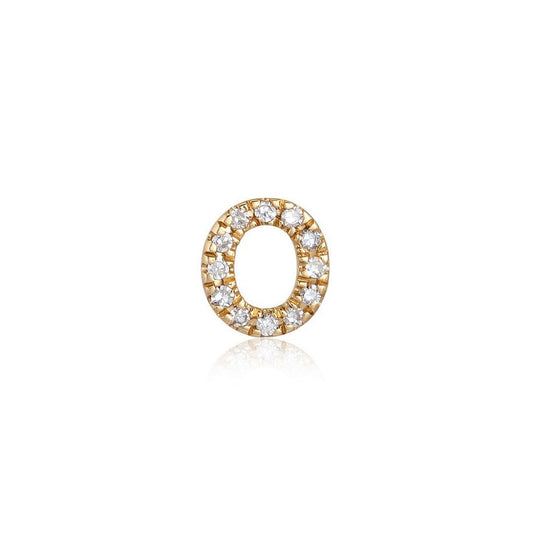 O Initial Diamond Letter Stud Earrings in 14K Yellow Gold