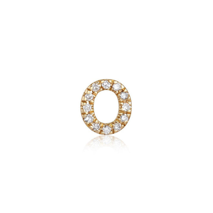 O Initial Diamond Letter Stud Earrings in 14K Yellow Gold