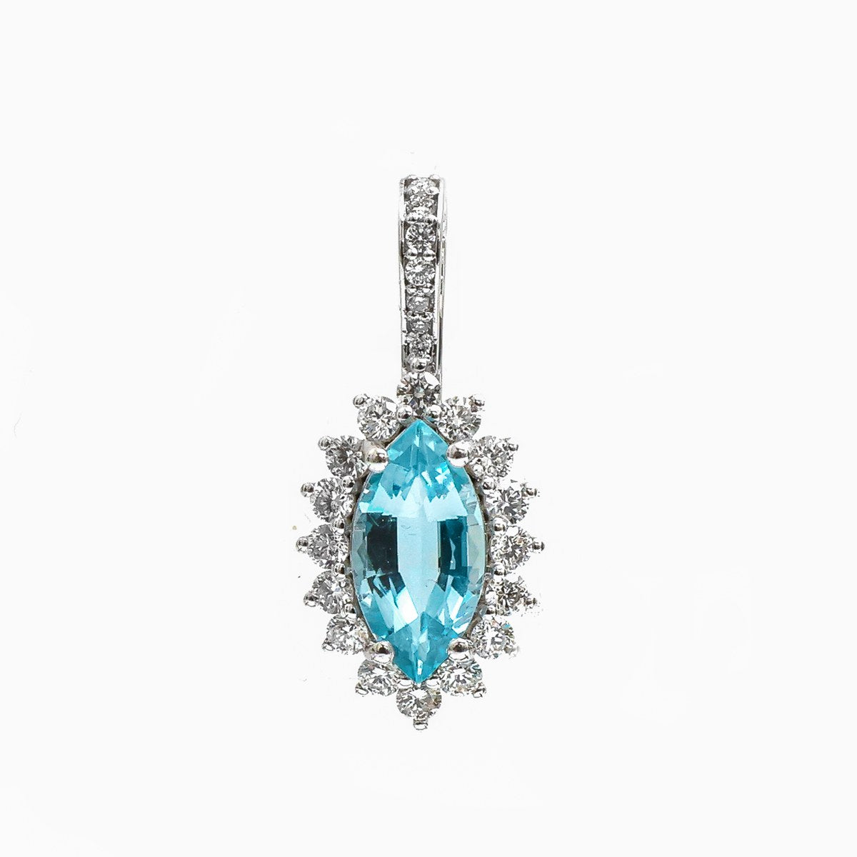 Style Aquamarine Diamond 14K (18K Custom) White Gold Pendant Necklace
