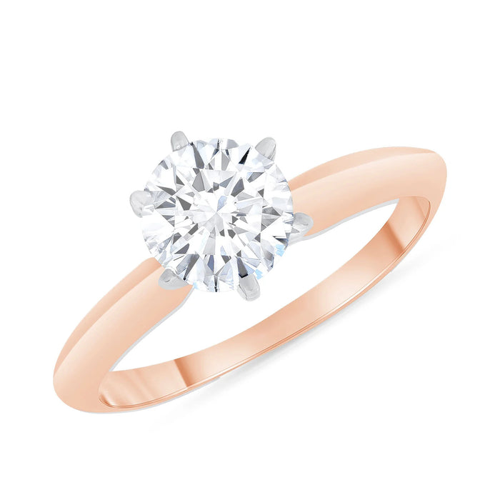 Six Prong Solitaire Diamond Engagement Ring in 18K Gold