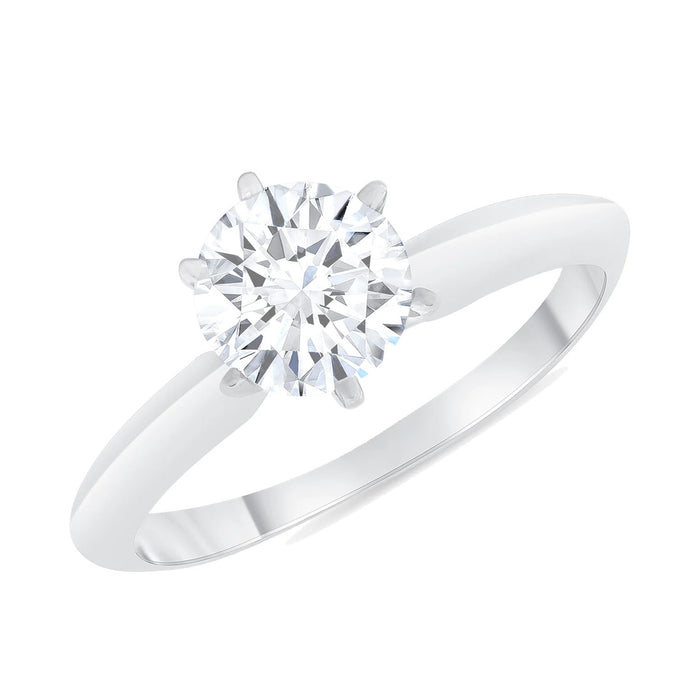 Six Prong Solitaire Diamond Engagement Ring in 18K Gold