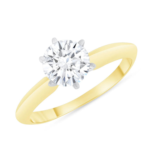 Six Prong Solitaire Diamond Engagement Ring in 18K Gold