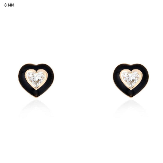 Sweetheart Heart Diamond Stud Earrings in 14K Yellow Gold