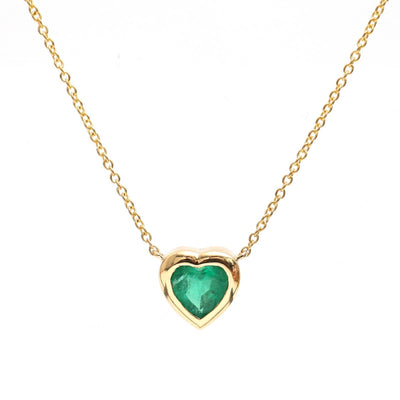 Elegant Heart Emerald 18K Yellow Gold Necklace