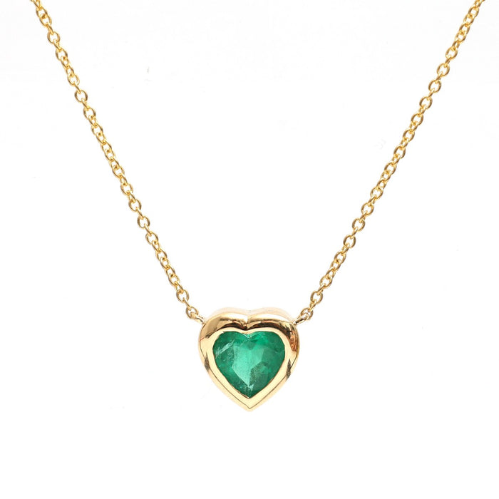 Elegant Heart Emerald 18K Yellow Gold Necklace