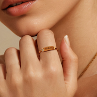 Mama Engraved Diamond Ring in 14K Yellow Gold
