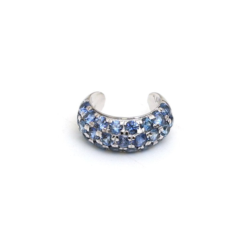 Blue Sapphire 14K (18K custom) White  Ear Cuff