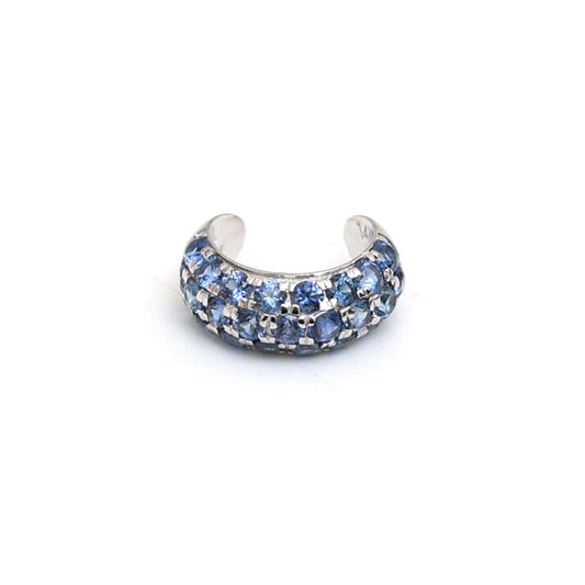 Blue Sapphire 14K (18K custom) White  Ear Cuff