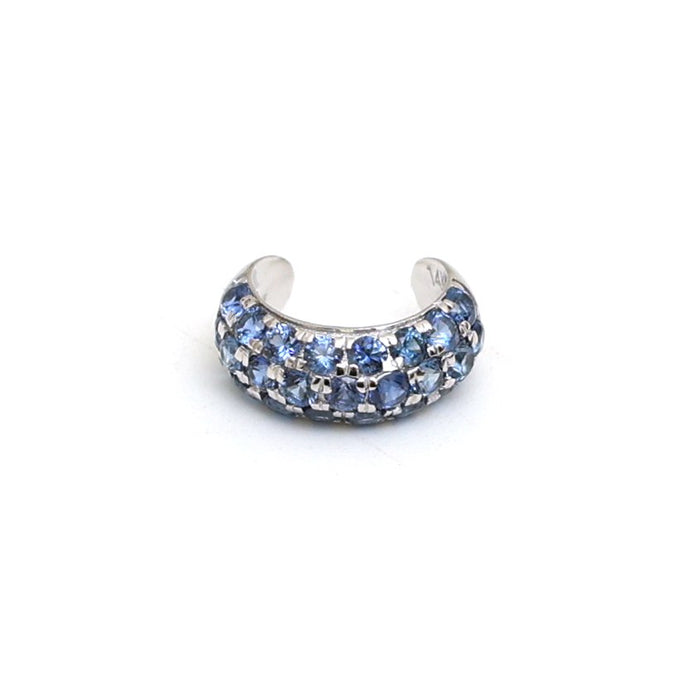 Blue Sapphire 14K (18K custom) White  Ear Cuff