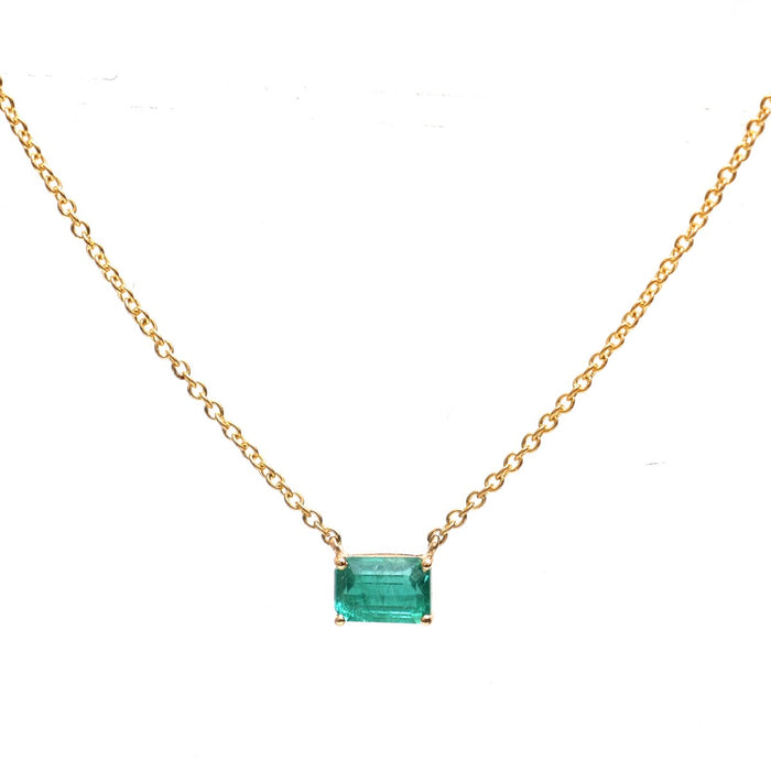 Minimal Square Emerald Solitaire 18K Yellow Gold Necklace