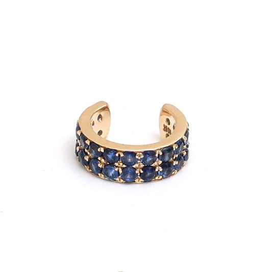Blue Sapphire 14K (18K Custom) Yellow Gold Ear Cuff