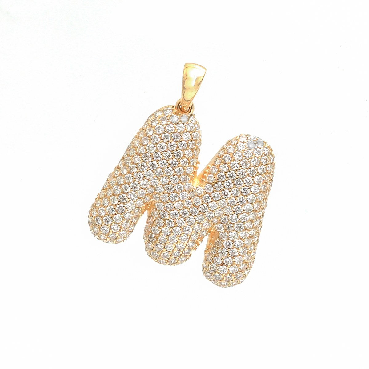 Signature Diamond Initial “M” 18K Yellow Gold Pendant Necklace