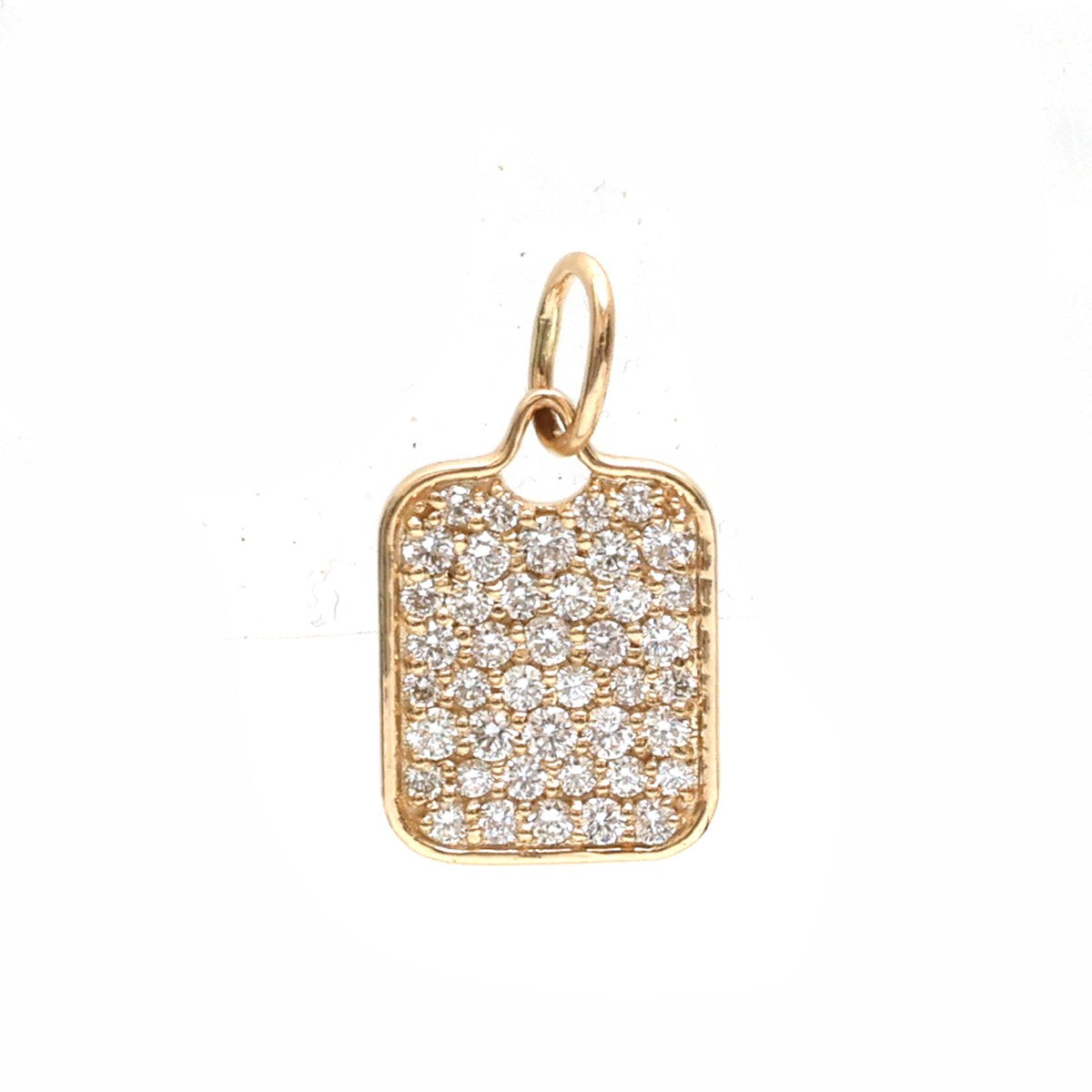 Diamond Rectangle Tag 14K (18K Custom) Yellow Gold Pendant Necklace