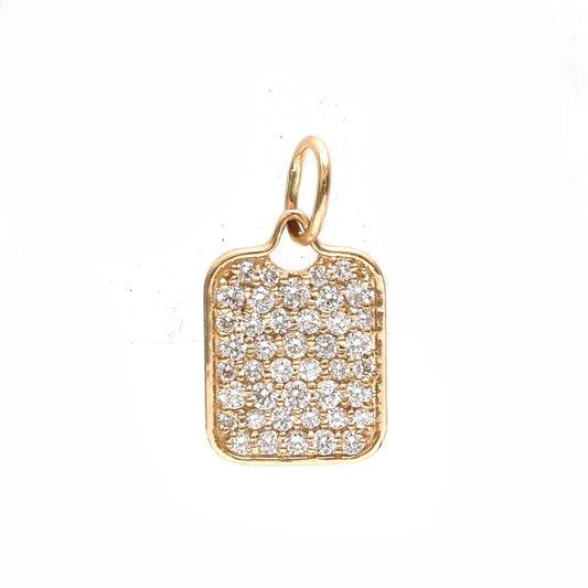 Diamond Rectangle Tag 14K (18K Custom) Yellow Gold Pendant Necklace